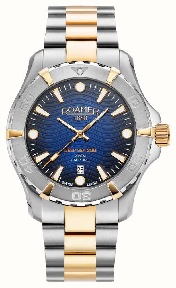 Roamer Men S Deep Sea Blue Dial Two Tone Steel Bracelet