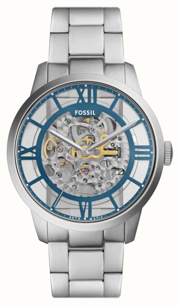 Fossil Men S Townsman Automatic Mm Blue Skeleton Dial Stainless