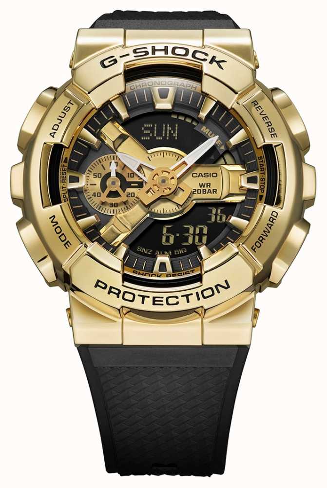 Casio G Shock Textured Resin Strap Gold Metallic Case GM 110G