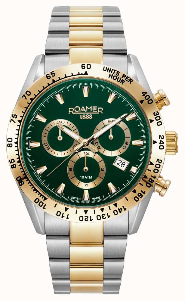 Roamer Monza Chronograph Green Dial Two Tone Steel