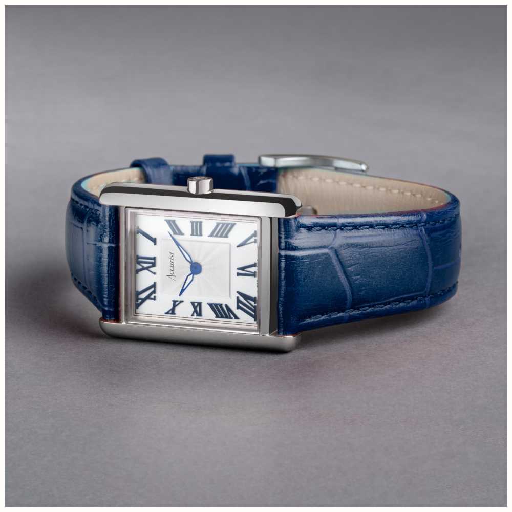 Accurist Rectangle Womens White Dial Blue Leather Strap 71002 First Class Watches™ 7649