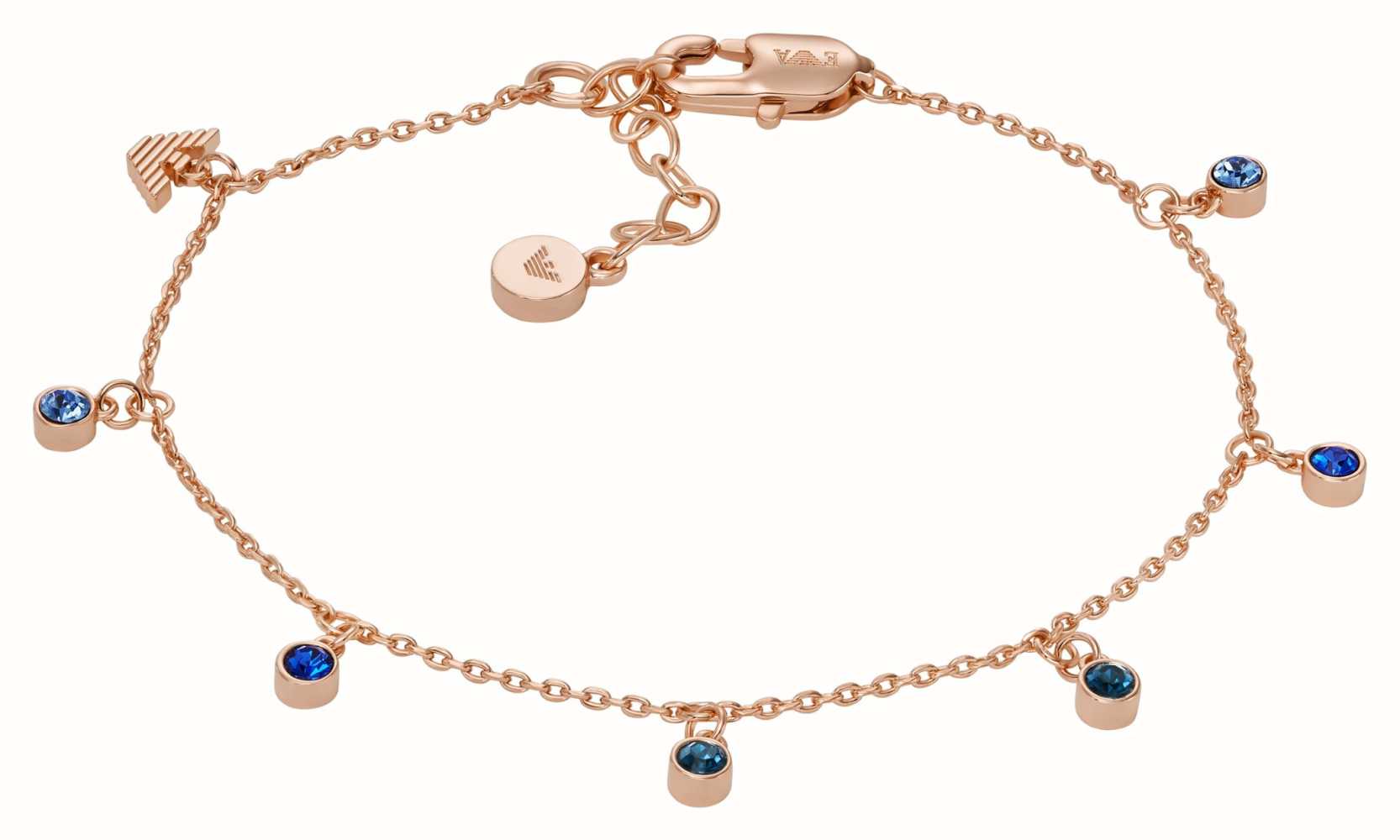 Emporio Armani Jewellery Blue Crystals Bracelet | Rose Gold Tone EGS3015221