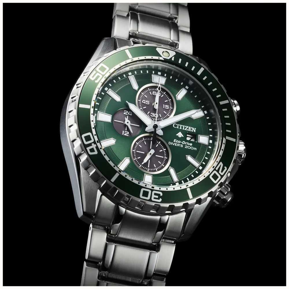 Citizen Men S Promaster Diver Chronograph Eco Drive Green Dial