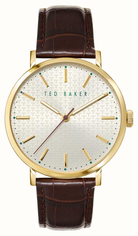 Ted Baker Men's Phylipa White 'T' Logo Dial Brown Leather Strap