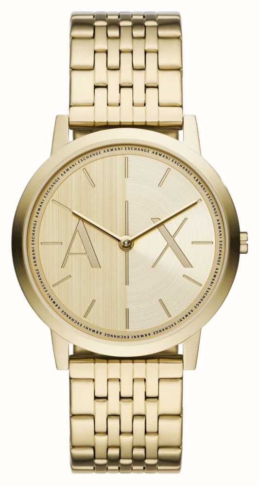 Armani Exchange Men s 40mm Gold Logo Dial Gold Tone Stainless