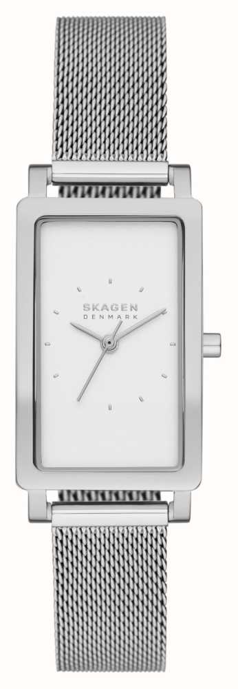 Skagen Hagen (22mm) White Rectangular Dial / Steel Mesh Bracelet