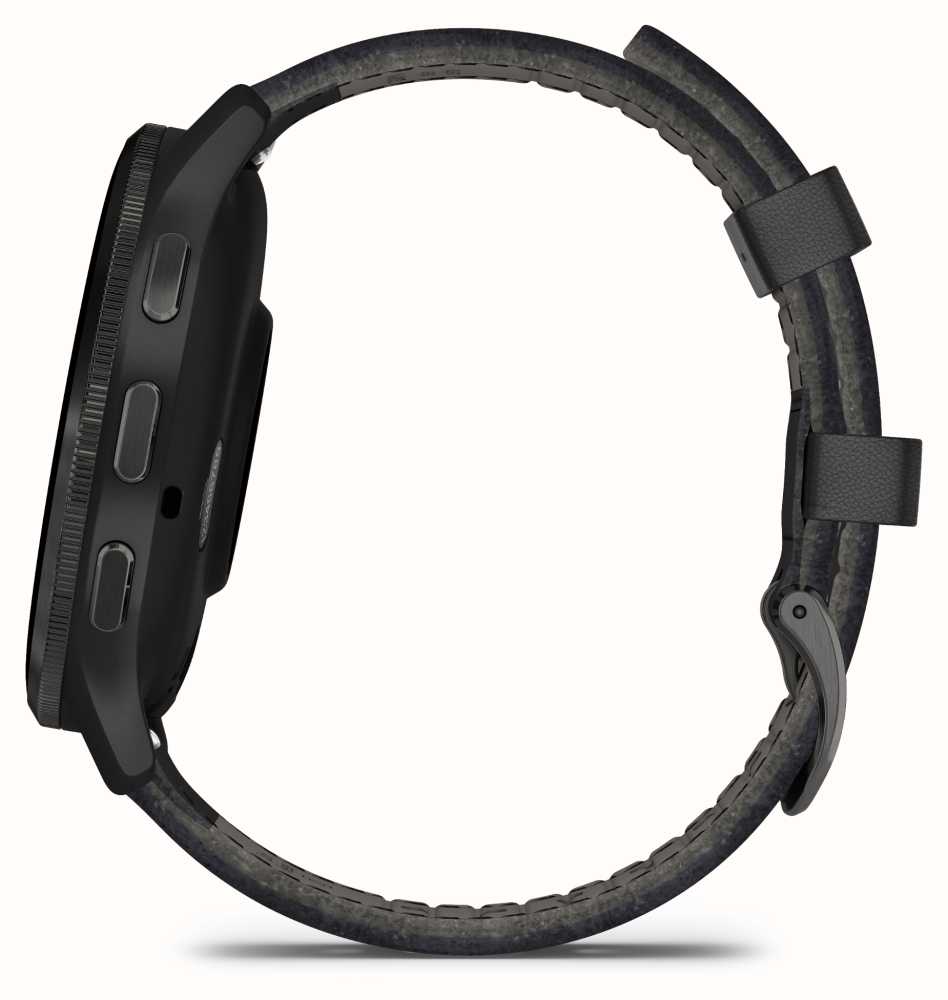 Garmin Venu 3 (45mm) Slate Stainless Steel Bezel / Black Leather Strap ...