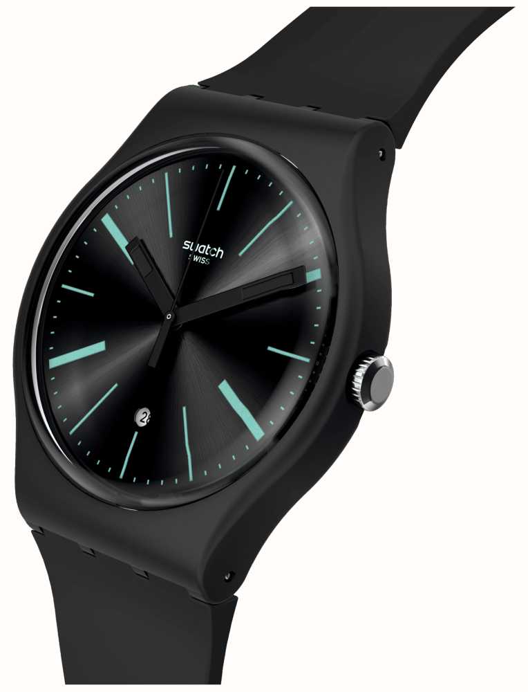 Swatch A DASH OF GREEN (41mm) Black Dial / Black Bio-Sourced Strap ...