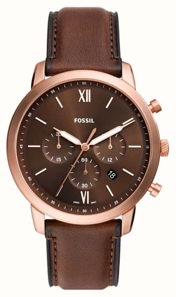 Fossil Men s Neutra Chronograph 44mm Brown Dial Brown Leather Strap FS6026