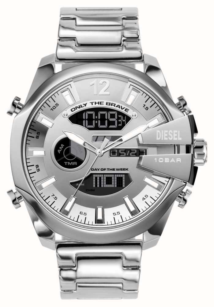 Diesel Men's Mega Chief (51mm) Silver Hybrid Dial / Stainless