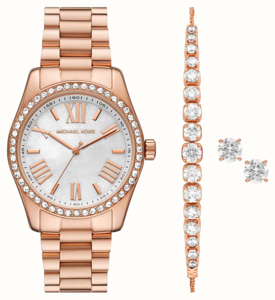 Michael kors rose on sale gold white watch