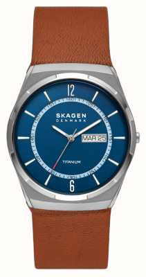Skagen Men\'s Melbye Titanium (40mm) Grey Dial / Black Leather Strap SKW6907  - First Class Watches™
