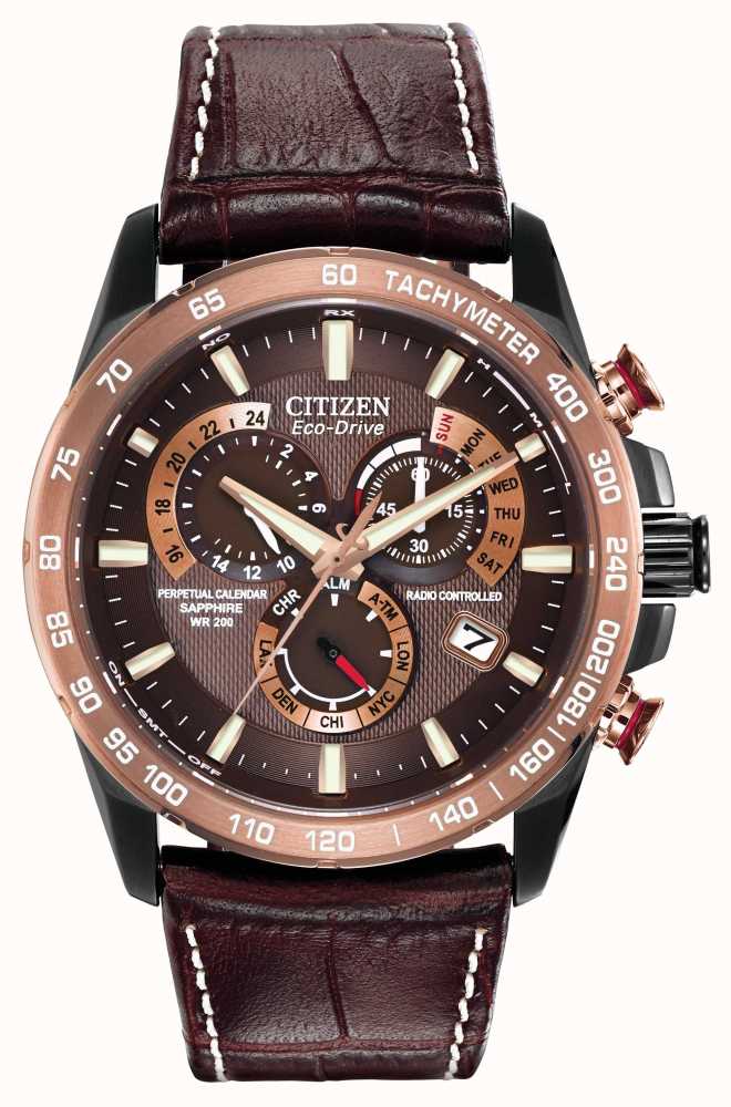 Citizen Mens Perpetual Chronograph A-T Brown & Black AT4006-06X - First ...