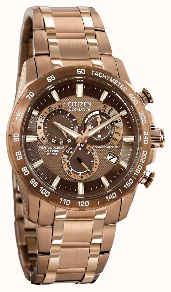 Citizen Mens Radio Controlled Perpetual A-T Chronograph Rose Gold IP ...