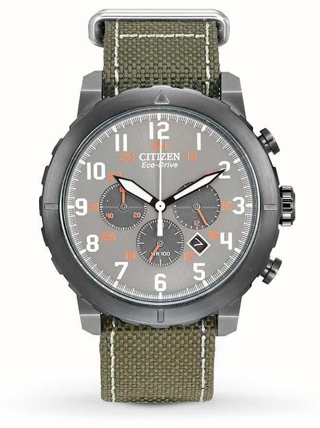 Citizen Mens Military Grey Dial Green Canvas Strap Watch CA4098-14H ...