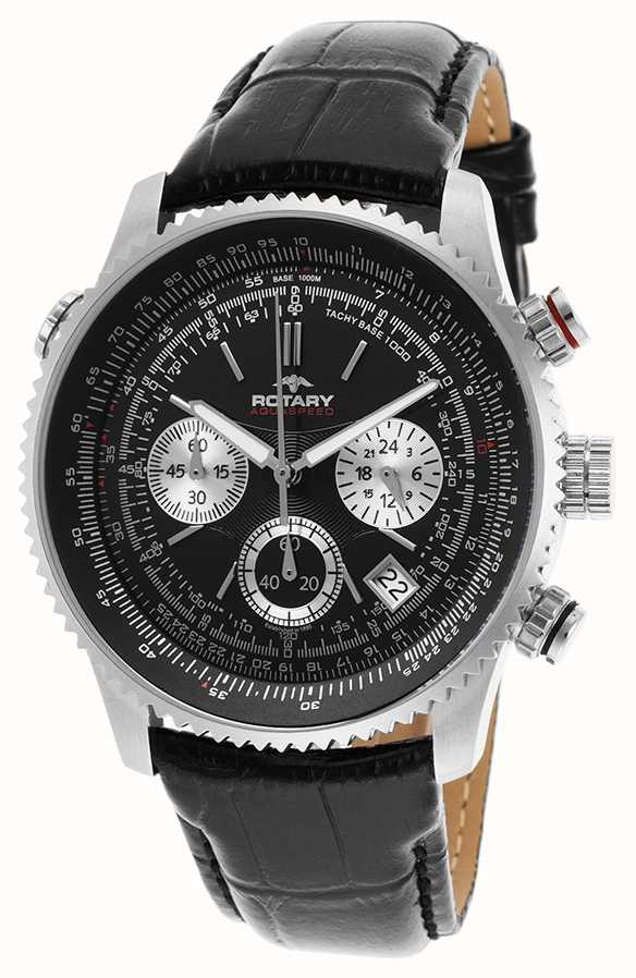 Rotary Mens Aquaspeed, Black Leather Chronograph GS00100/04/BLK - First ...