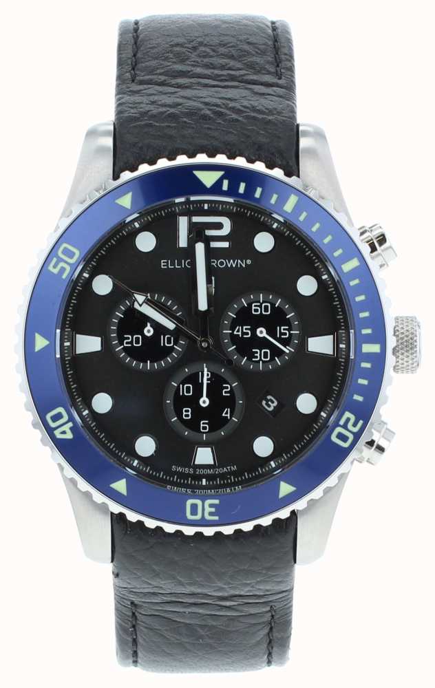 Elliot Brown Men's Bloxworth Custom Black Leather Blue Dial 929-003 ...