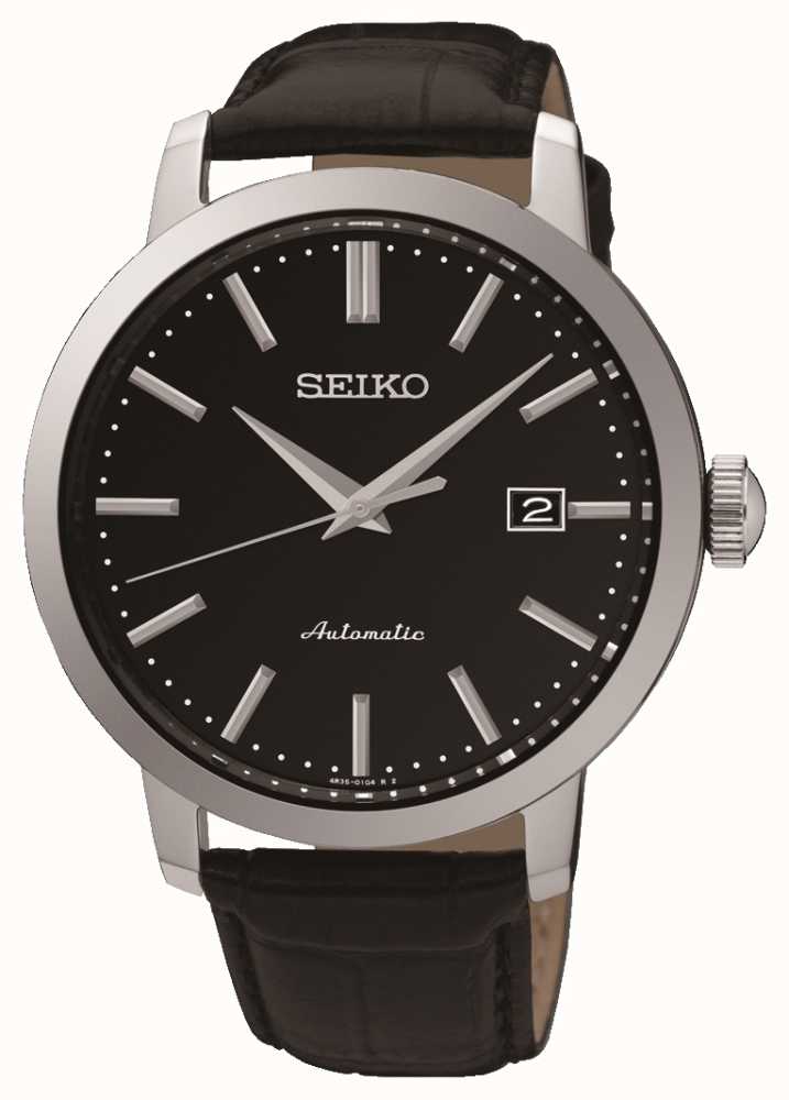 Seiko Men’s Automatic Black Face Black Leather SRPA27K1 - First Class