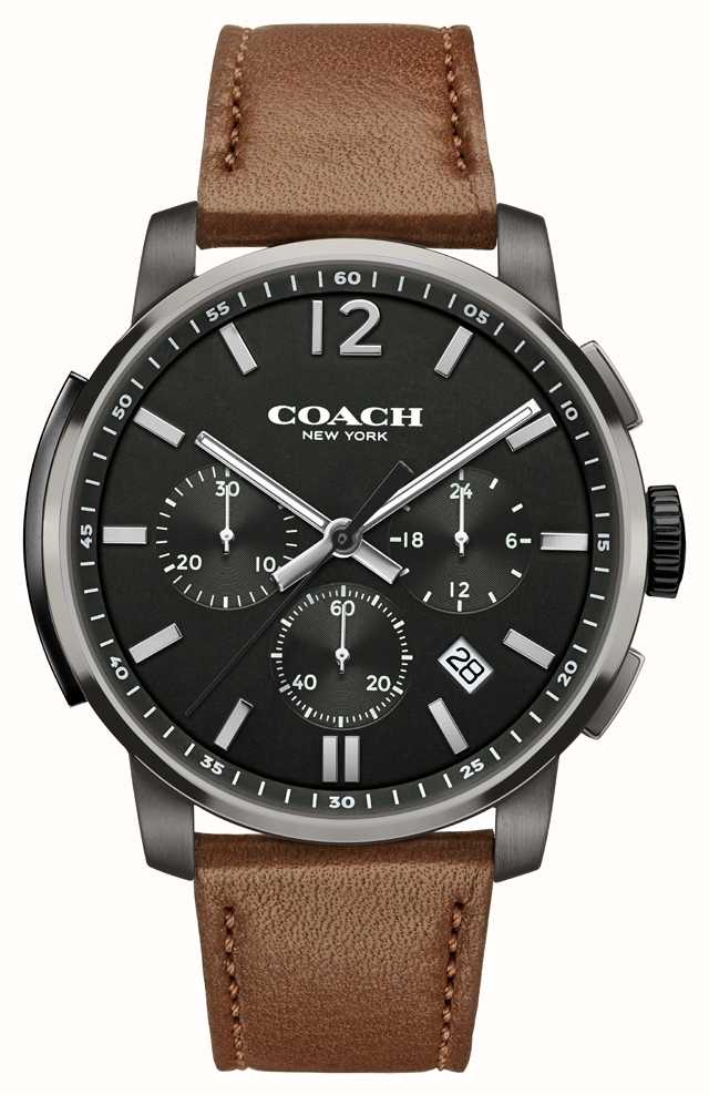 Coach Mens Bleecker Chrono Brown Leather Strap Black Dial 14602017