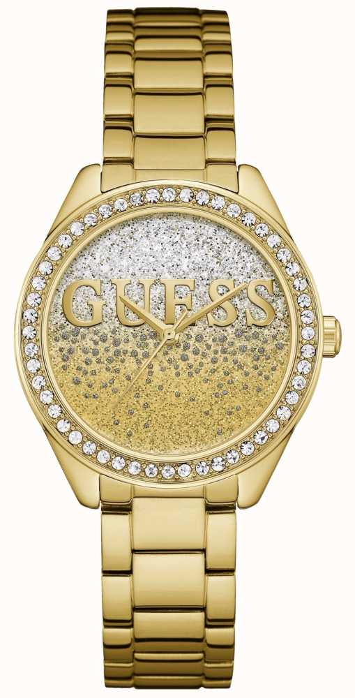 Guess Womens Glitter Girl Gold Tone Steel W0987l2 First Class