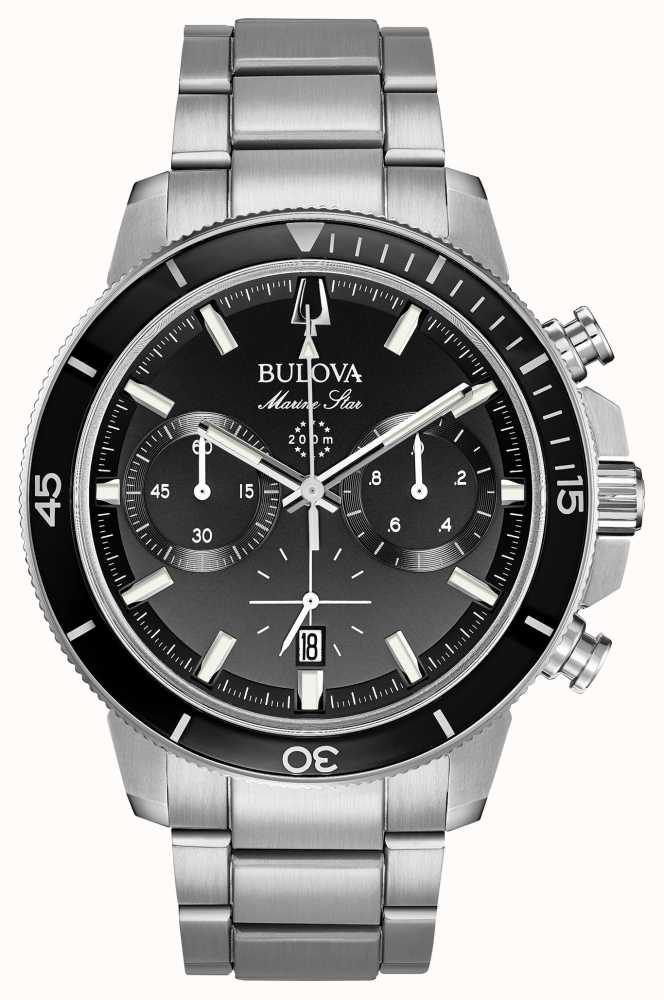 Bulova Men's Marine Star Black Chronograph Watch 96B272 - First Class ...