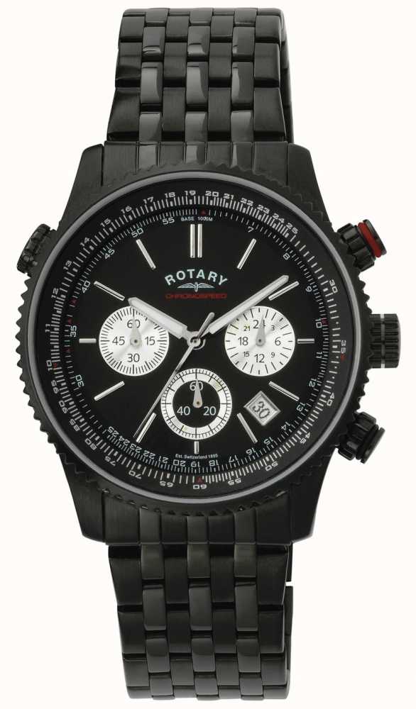 Rotary Mens All Black Steel Chronograph Watch GB03778/04 - First Class ...