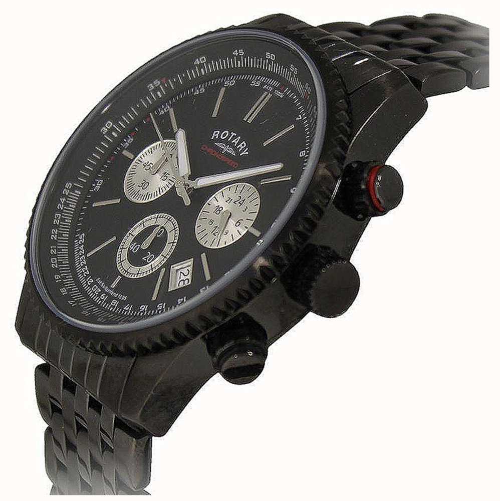 Rotary Mens All Black Steel Chronograph Watch GB03778/04 - First Class ...