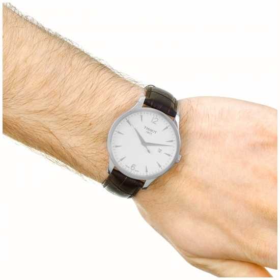 Tissot Men's Tradition Brown Leather Strap Silver Dial T0636101603700 ...