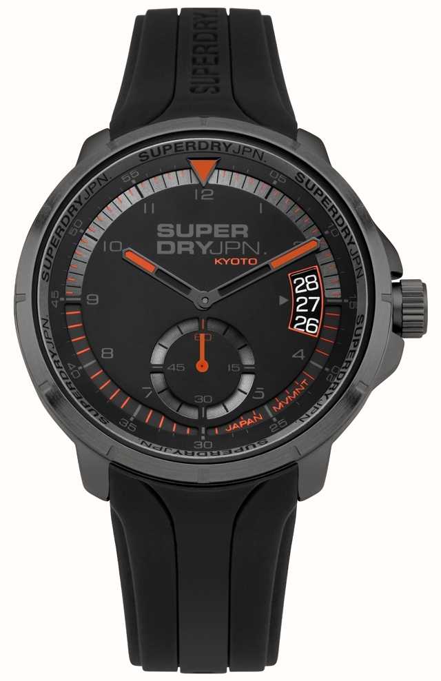 Superdry Men's Kyoto Date Display Black Silicone Strap SYG217BB - First ...