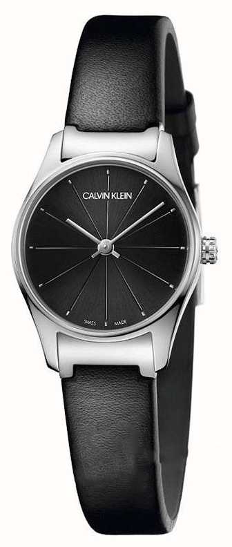 calvin klein black leather watch