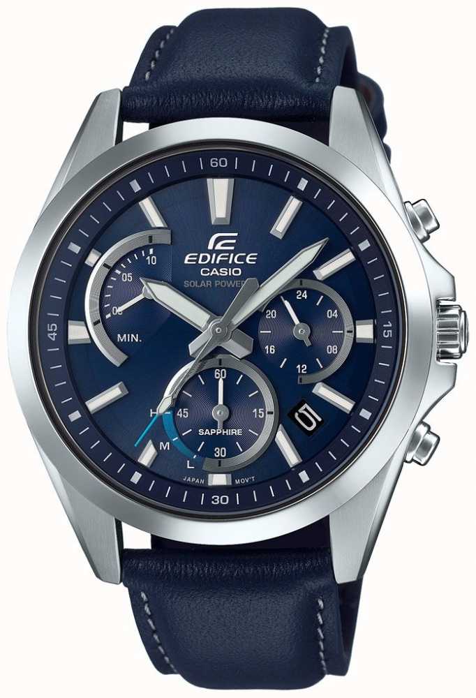 Casio Edifice Sapphire Solar Retrograde Chonograph Blue Leather EFS ...