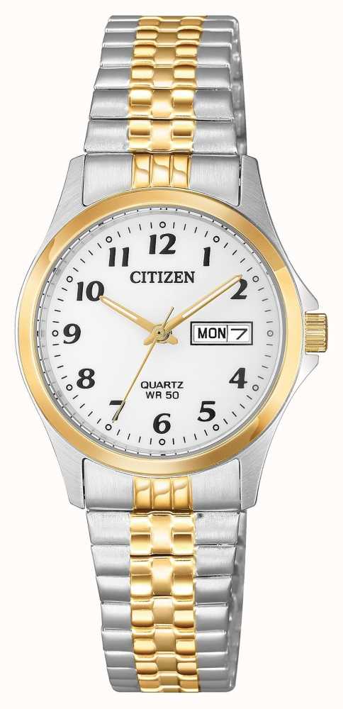 Citizen Womens Quartz Two Tone Silver Dial Expansion Bracelet EQ2004