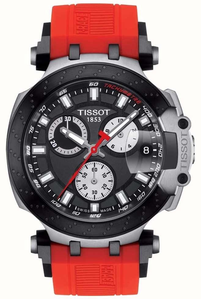 Tissot Men's TRace Quartz Chrono Red Strap Black Dial T1154172705100