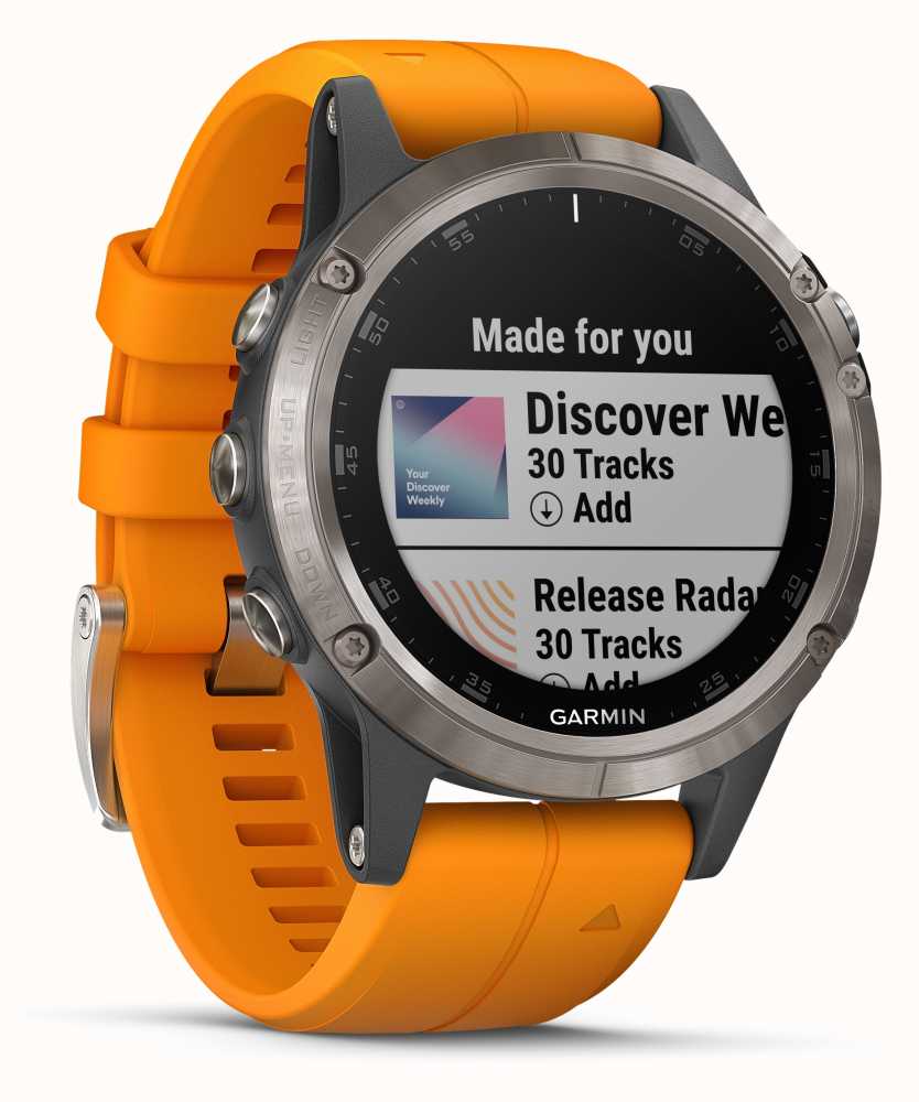 Garmin Fenix 5 Plus Sapphire Titanium Bezel Orange Rubber Strap 010 ...