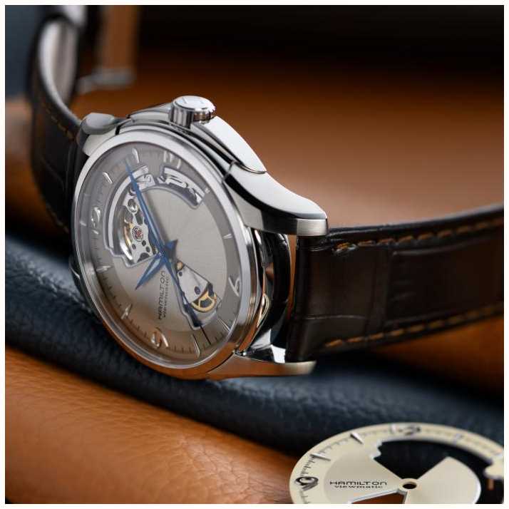 Hamilton Jazz Master Automatic Open Heart Silver Dial Brown Leather