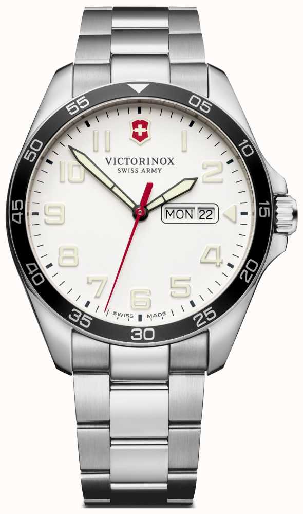 Victorinox Swiss Army Mens Fieldforce Stainless Steel Bracelet White Dial 241850 5768