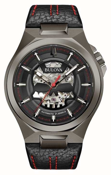 Bulova Mens Maquina | Automatic | Black Leather Strap | Black Dial ...