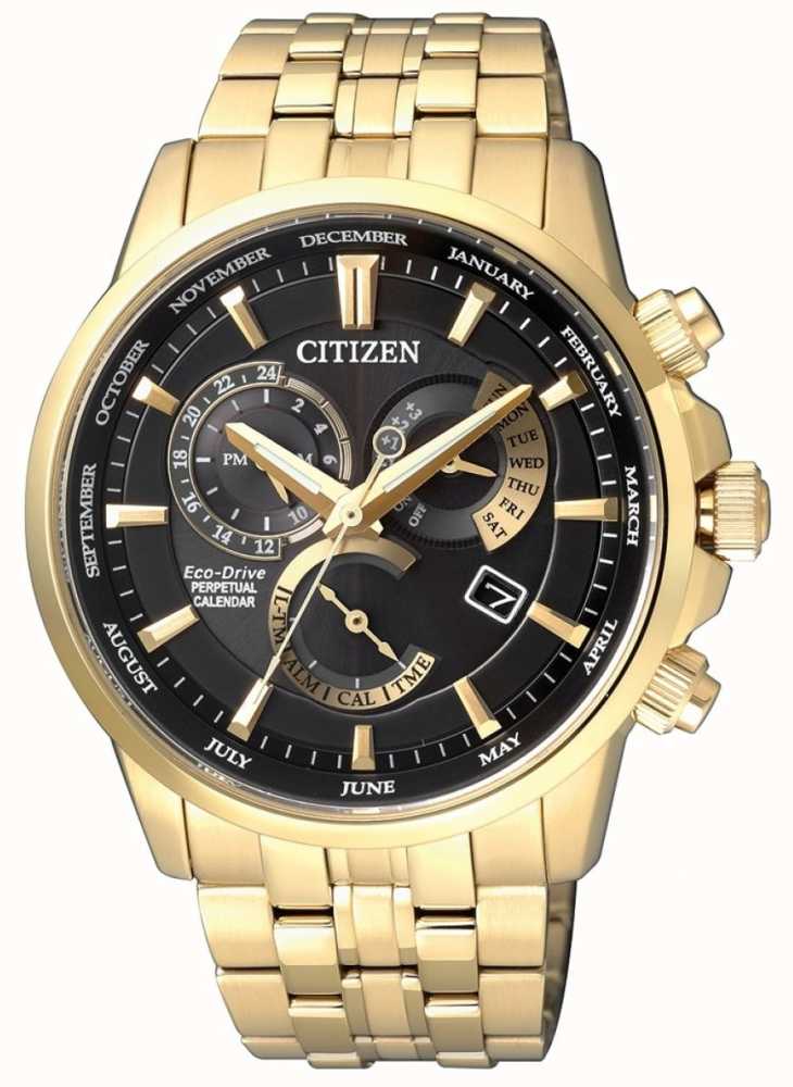 Citizen | Mens Eco-Drive Calibre 8700 | Black Dial | Gold Tone | BL8142 ...