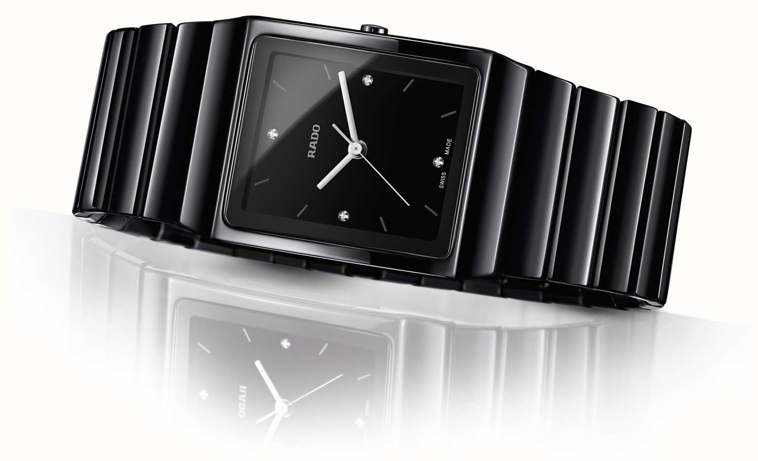 RADO Ceramica Diamonds Square Dial Ceramic Bracelet Watch R21700702 ...