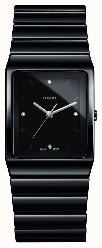 RADO Ceramica Diamonds Square Dial Ceramic Bracelet Watch R21700702 ...