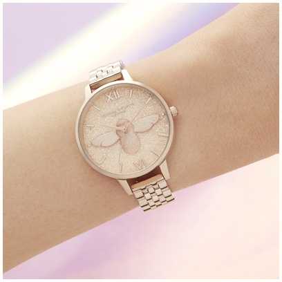 Olivia Burton | Women's | Glitter Dial | 3D Bee | Rose Gold Bracelet ...