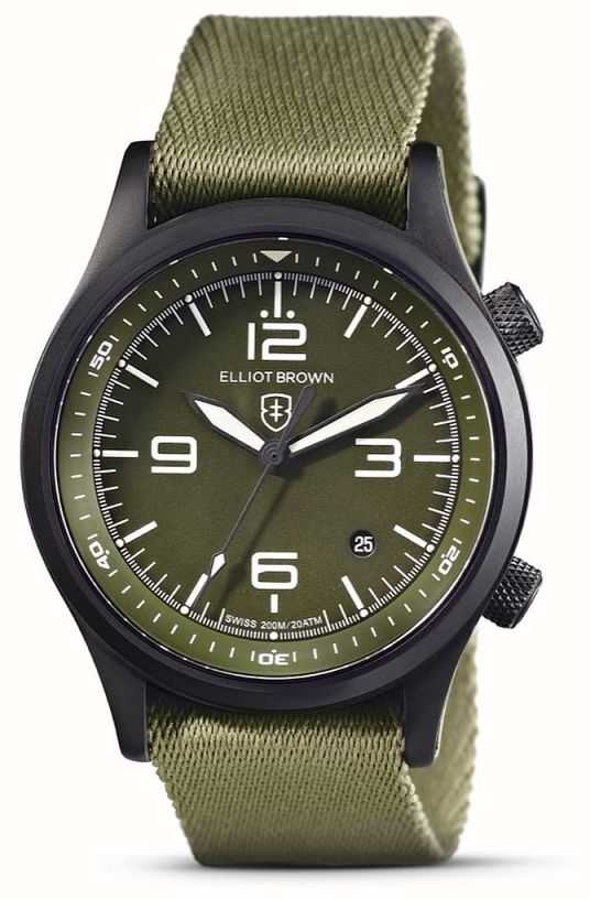 Elliot Brown Men's | Canford | Green Dial | Green Fabric Strap 202-024 ...
