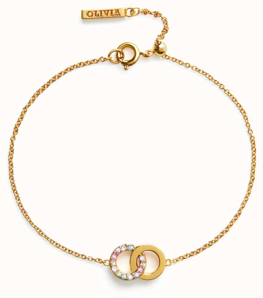 Olivia Burton Bejewelled Classics | Rainbow Interlink Bracelet Gold ...