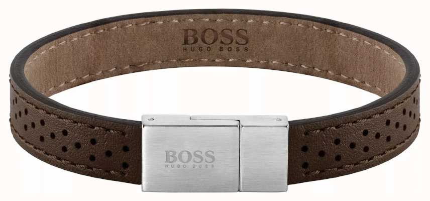 BOSS Jewellery Essentials Black Leather Bracelet 180mm 1580033M - First ...