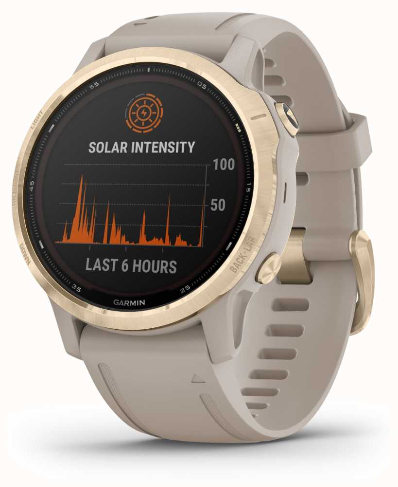 Garmin Fenix 6S Pro Solar | Light Gold With Light Sand Strap 010-02409 ...