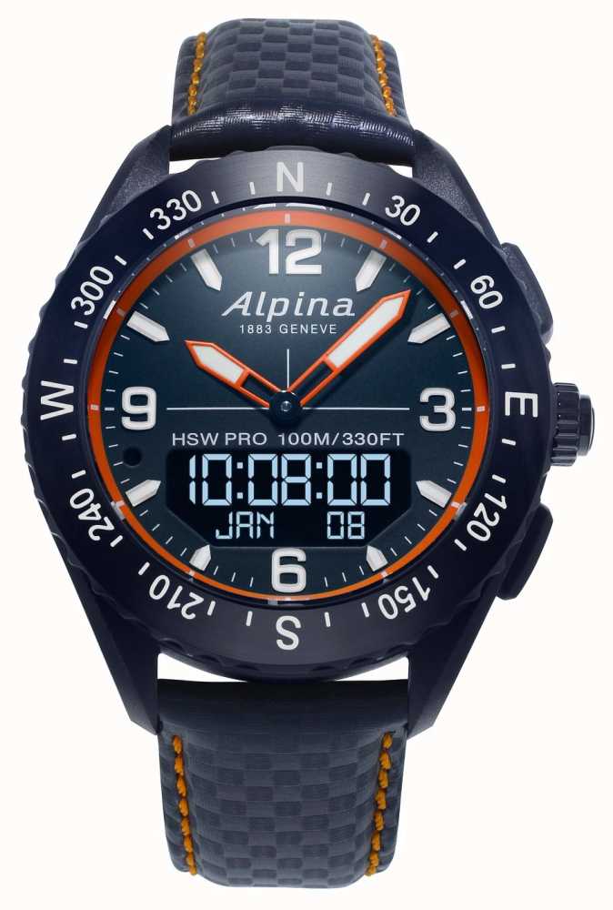 Alpina AlpinerX Smartwatch Navy Blue Leather Strap AL  