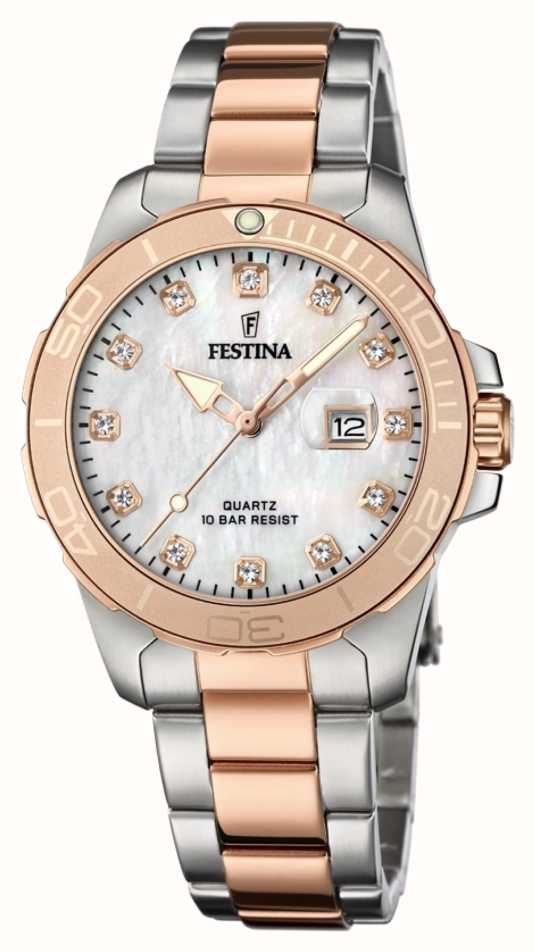 Festina Womens Two Tone Stainless Steel Bracelet Mother Of Pearl Dial F205051 First Class 1297