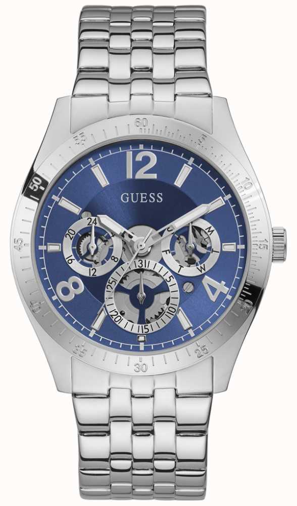 guess men's stainless steel bracelet watch