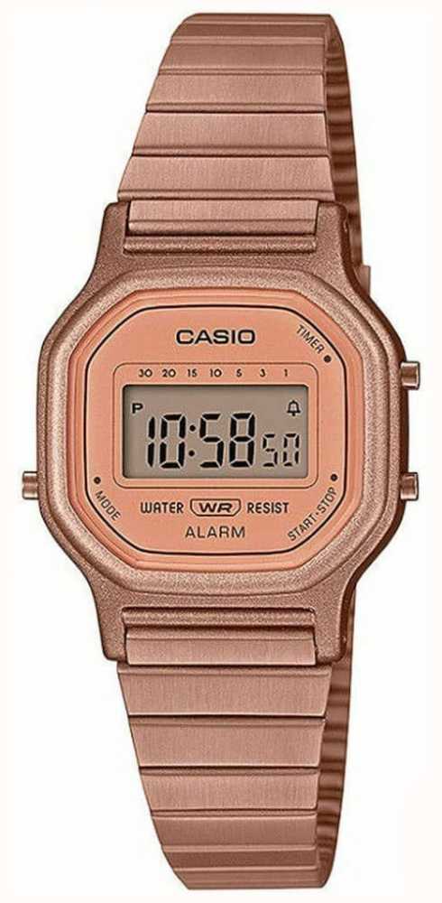 Casio Vintage | Rose Gold Plated Steel Bracelet | Digital Display LA ...