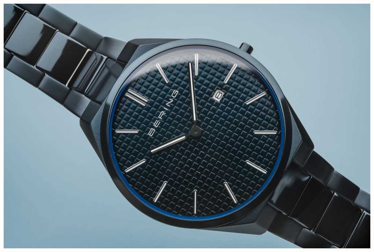 Bering Ultra Slim | Men's | Polished/Brushed Blue | Blue Dial 17240-797 ...